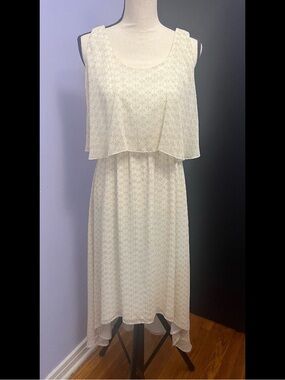 Skye's the Limit Cream Layered High-Low Midi Dress